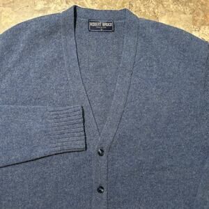 Robert Bruce Cardigan Mens Large Blue Long Sleeve Split Pocket True Vintage 70s
